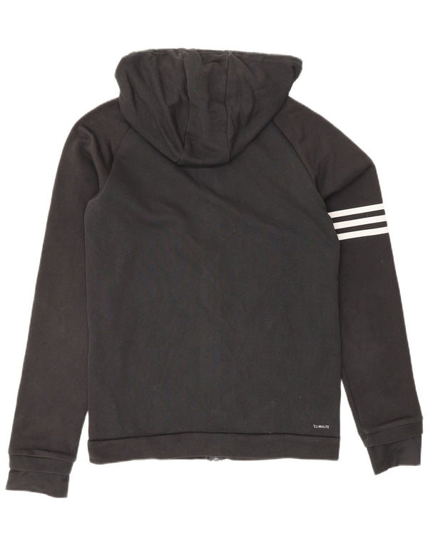 ADIDAS Mens Climalite Zip Hoodie Suéter Pequeno Algodão Preto
