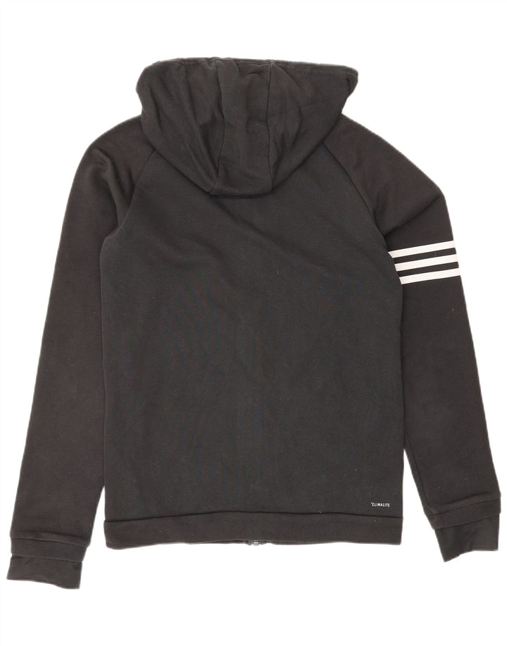 ADIDAS Mens Climalite Zip Hoodie Suéter Pequeno Algodão Preto