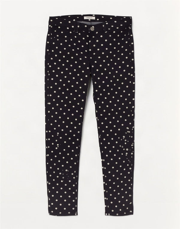 Max & Co. Womens Slim Casual Trousers UK 8 Small W28 L31 Black Spotted