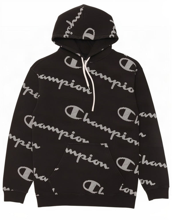 Jumper com capuz gráfico masculino Champion médio algodão preto