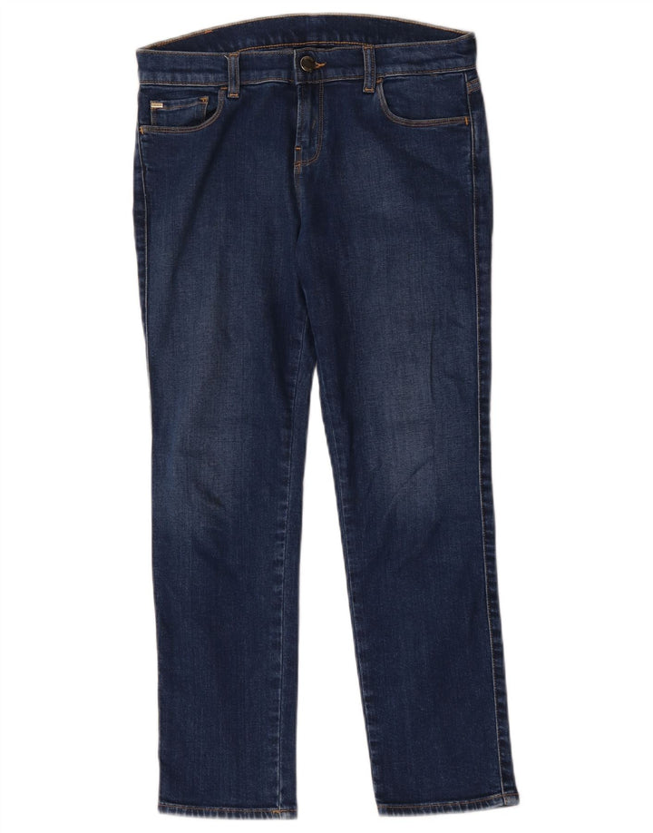 Calça jeans reta feminina Armani W30 L25 algodão azul
