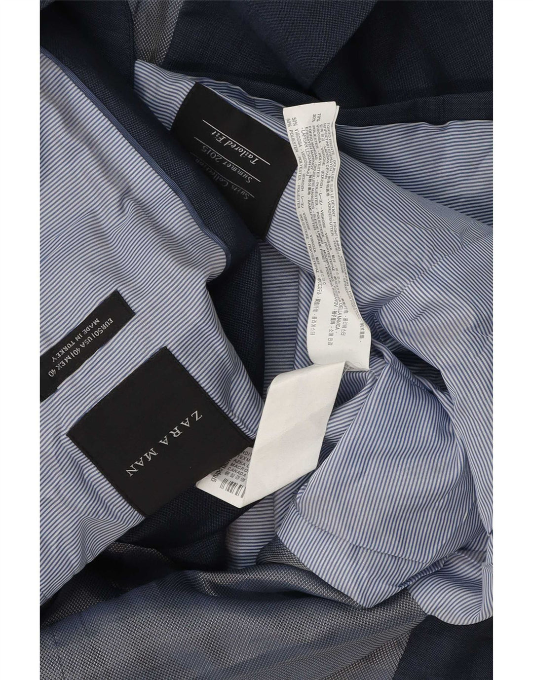 Jaqueta blazer masculina Zara Tailored Fit 2 botões UE 50 médio azul marinho