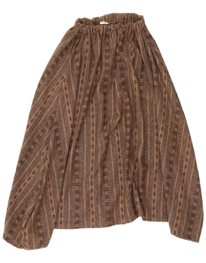Saia assimétrica feminina vintage W34 grande listrada marrom
