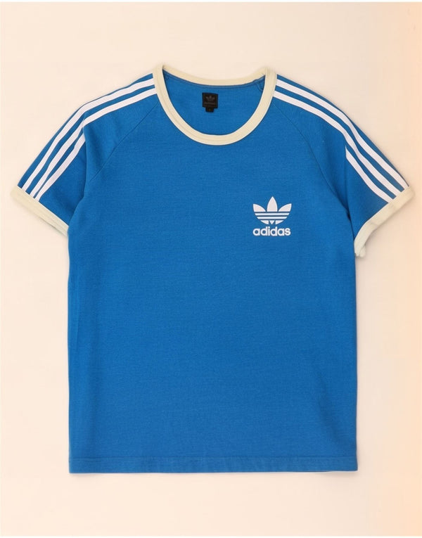 Camiseta masculina de manga curta regular Adidas Top médio azul colorblock algodão