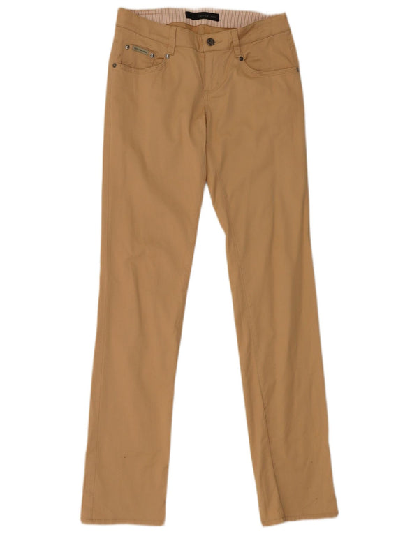 Calça feminina casual slim Calvin Klein W27 L34 algodão bege