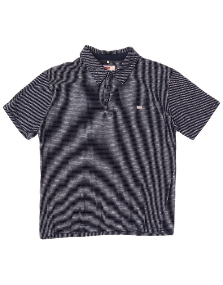 Camisa polo masculina Carrera pequena listrada azul marinho
