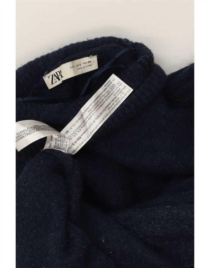 Suéter feminino Marks & Spencer Longline com gola redonda Reino Unido 10 pequeno azul marinho B