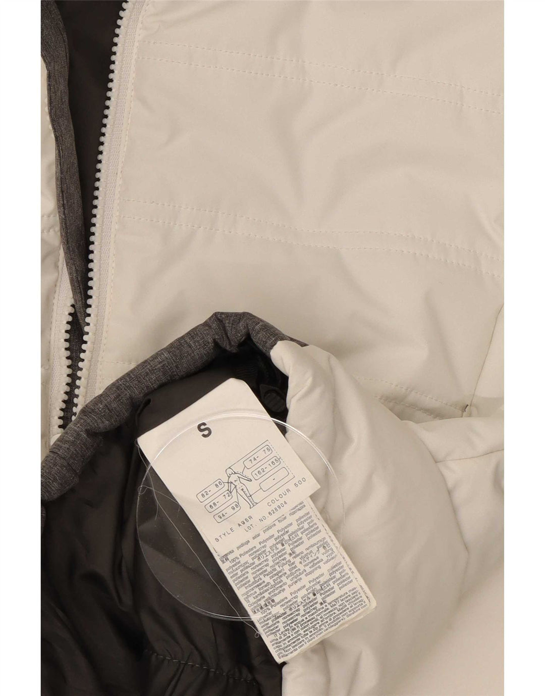 Jaqueta de esqui com capuz feminino Brugi UK 10 poliéster branco pequeno Colourblock
