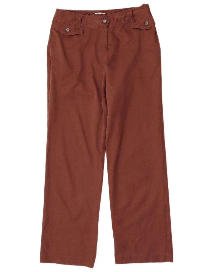 Calça feminina reta casual IZOD US 4 pequena W30 L31 poliéster marrom