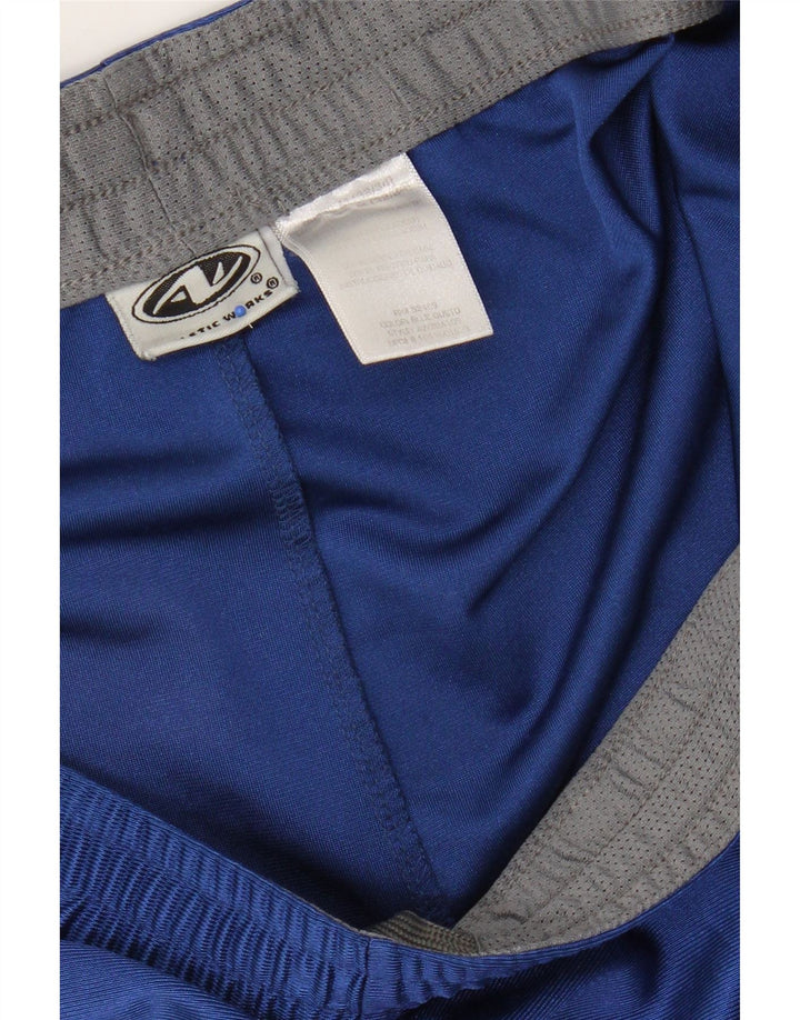 Shorts esportivos masculinos vintage poliéster azul médio