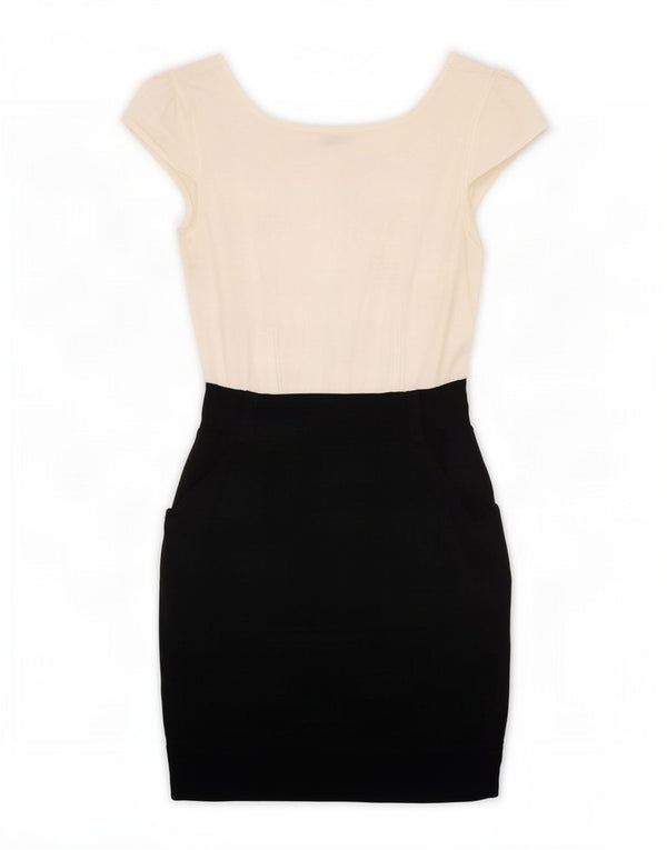 Vestido bainha feminino Karen Millen EUA 2 XS preto colorblock viscose