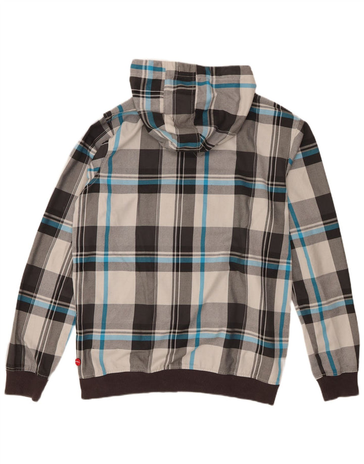 Jaqueta bomber masculina com capuz O'Neill UK 44 2XL poliéster xadrez cinza
