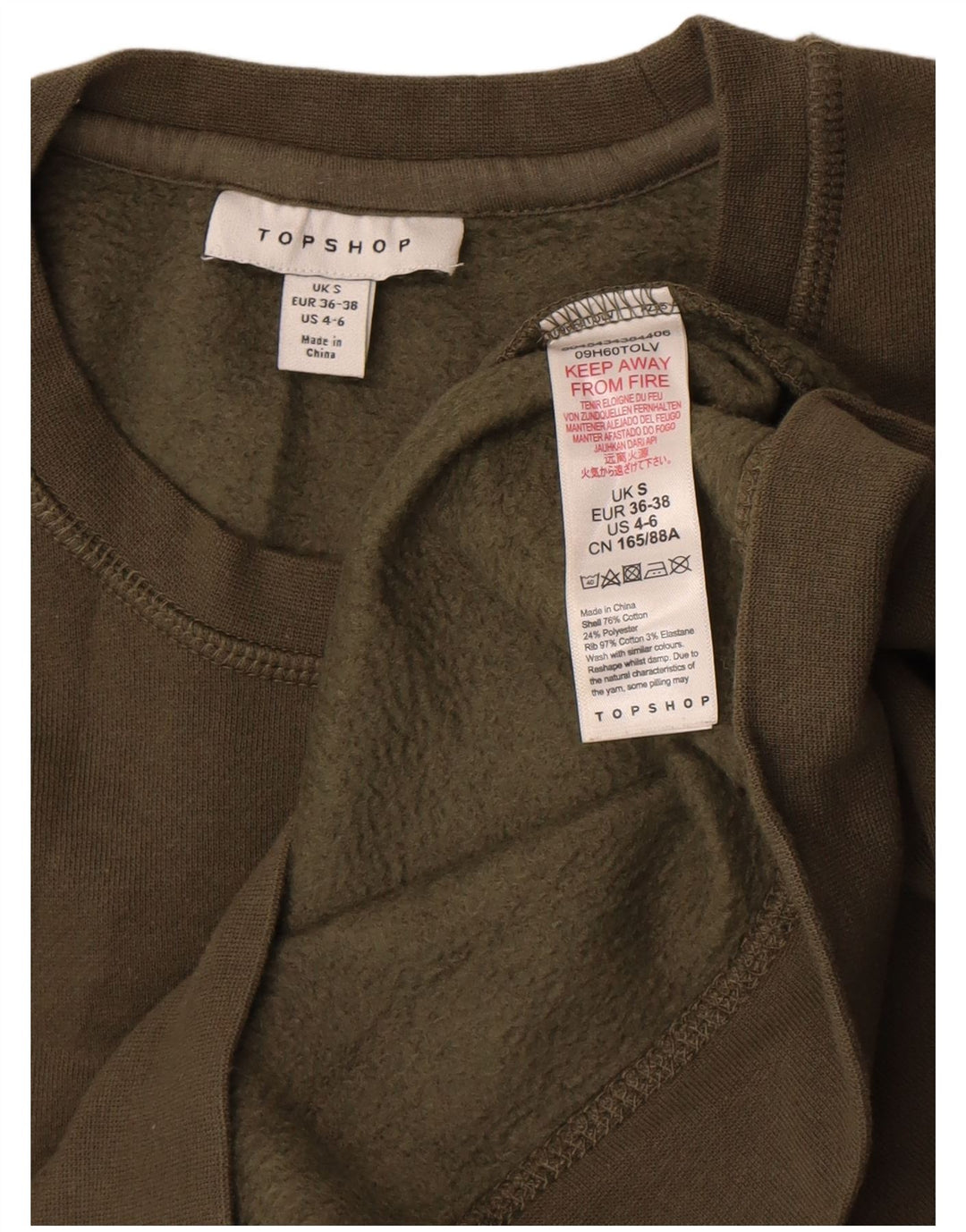 Suéter oversized feminino Topshop Reino Unido 10 algodão cáqui pequeno