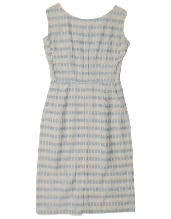 Vestido feminino vintage sem mangas com bainha UK 10 bolinhas brancas pequenas