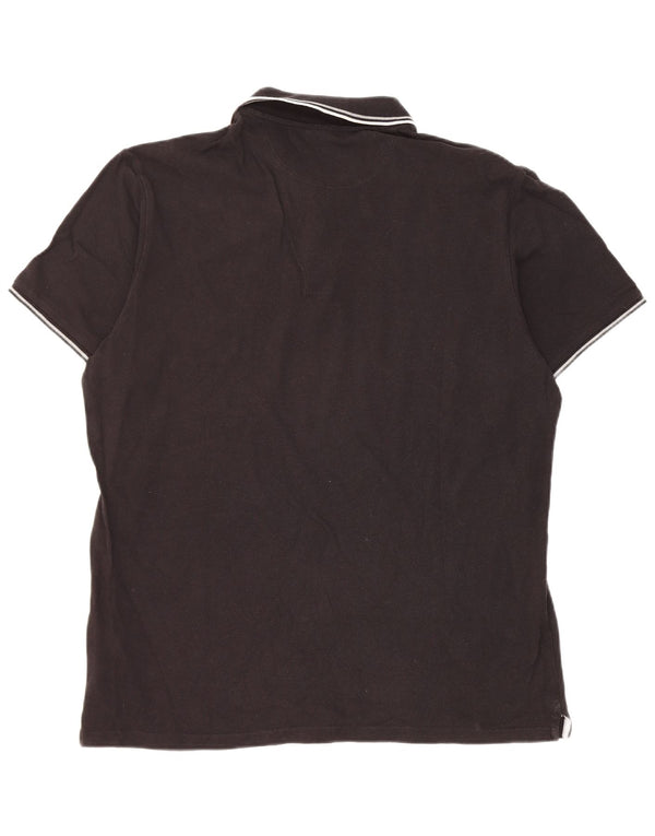 Camisa polo masculina de manga curta Champion XL preta listrada de algodão