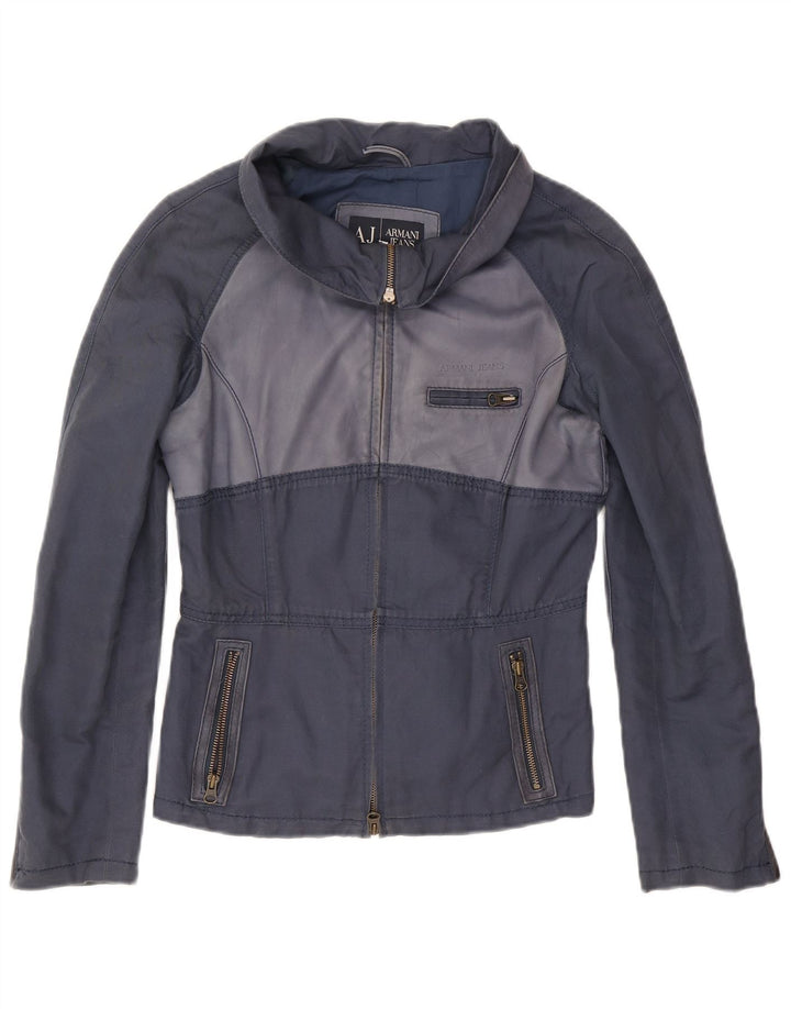 Jaqueta bomber feminina Armani Jeans Reino Unido 14 algodão azul marinho médio