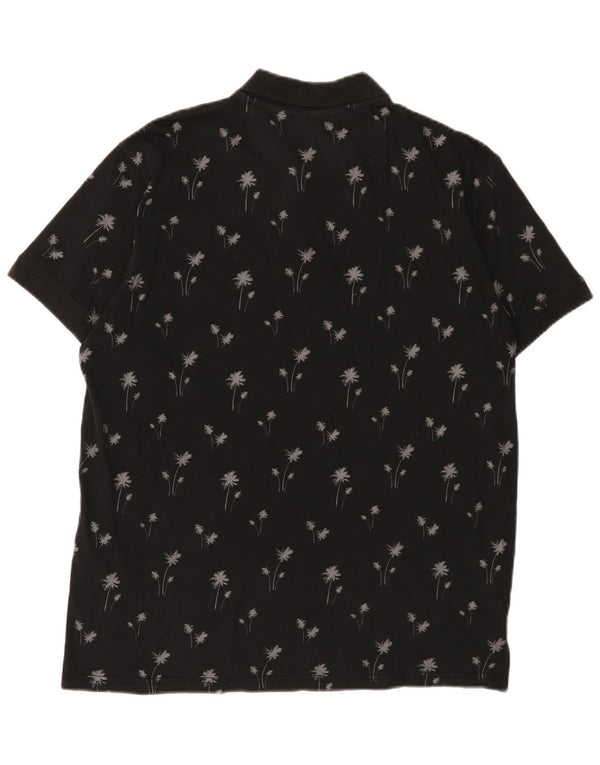 Camisa polo masculina Pierre Cardin, grande, preta, floral, algodão, havaiana