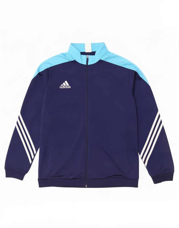 Adidas Mens Tracksuit Top Jacket XL Azul Marinho Colorblock Poliéster