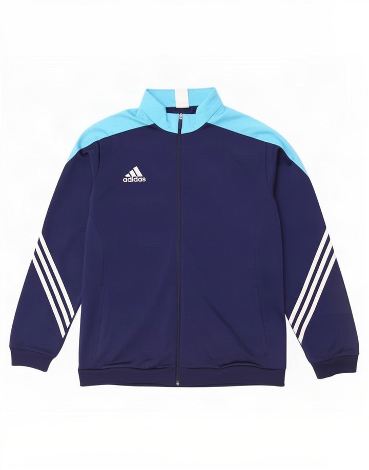 Adidas Mens Tracksuit Top Jacket XL Azul Marinho Colorblock Poliéster