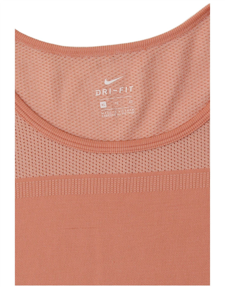 ADIDAS Womens Dri Fit Camiseta Top UK 18 XL Laranja Colourblock