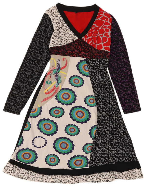 Desigual Womens Graphic A-Line Dress UK 10 Small Multicoloured Geometric