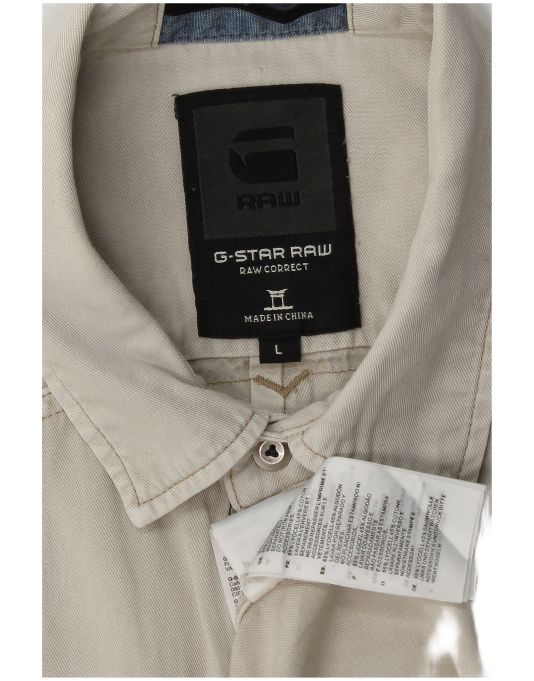 Camisa jeans masculina de manga curta G-STAR grande cinza Lyocell