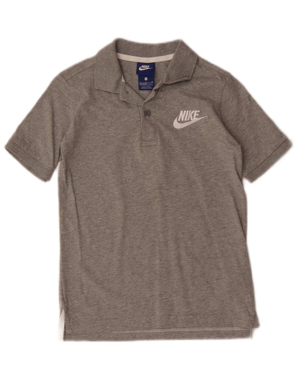 Camisa polo masculina Nike 8-9 anos pequena cinza manchada de algodão
