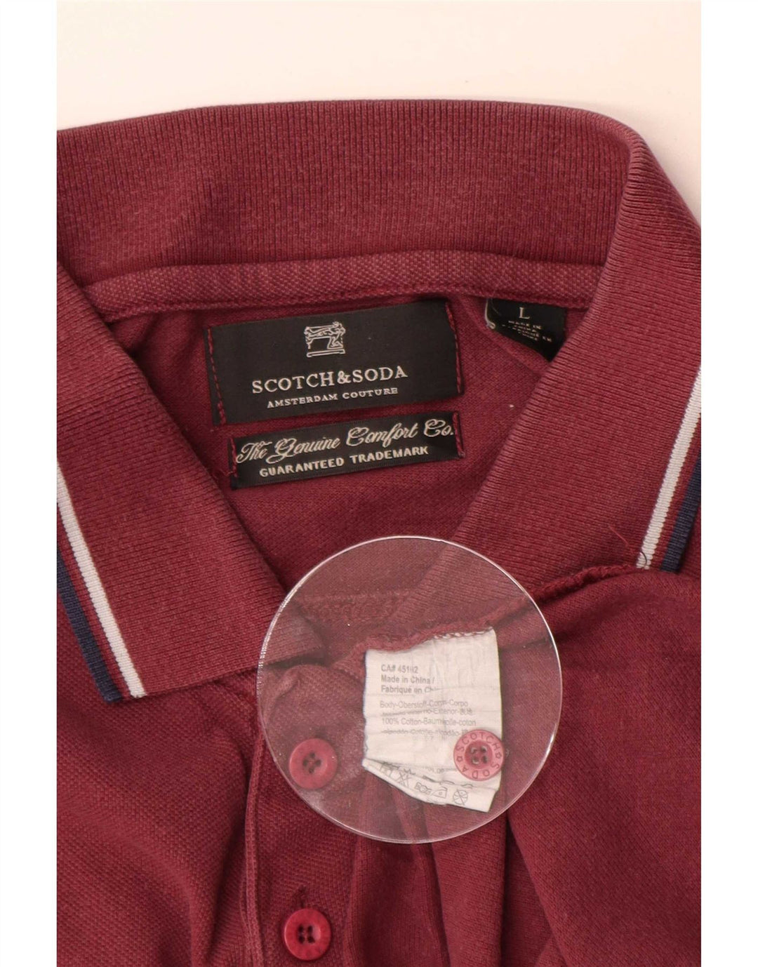 Camisa polo masculina Scotch & Soda grande de algodão listrado vermelho