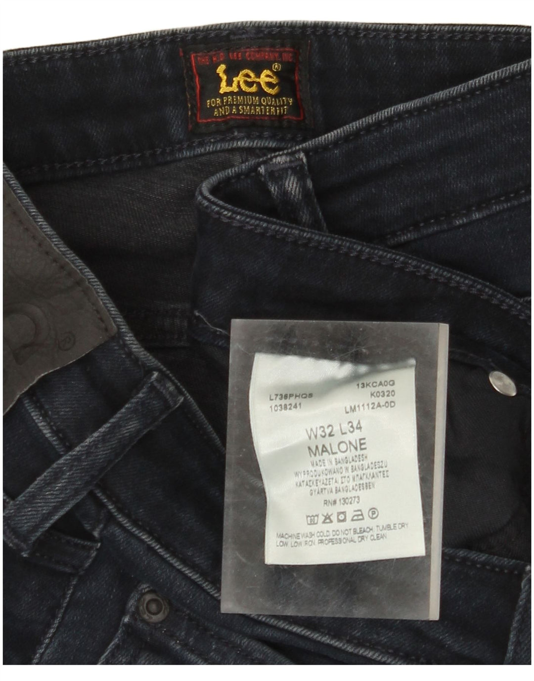 LEE Masculino Malone Skinny Jeans W32 L34 Azul Marinho Algodão
