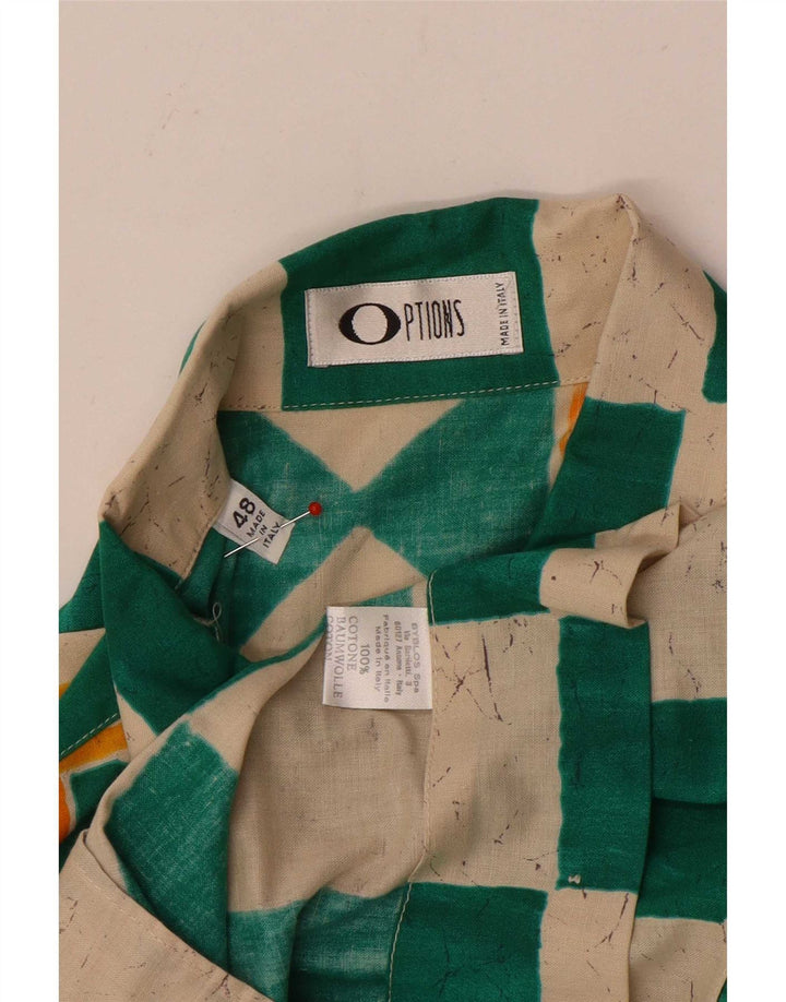 Camisa de Manga Curta Masculina Options IT 48 Verde Médio Geométrica de Algodão