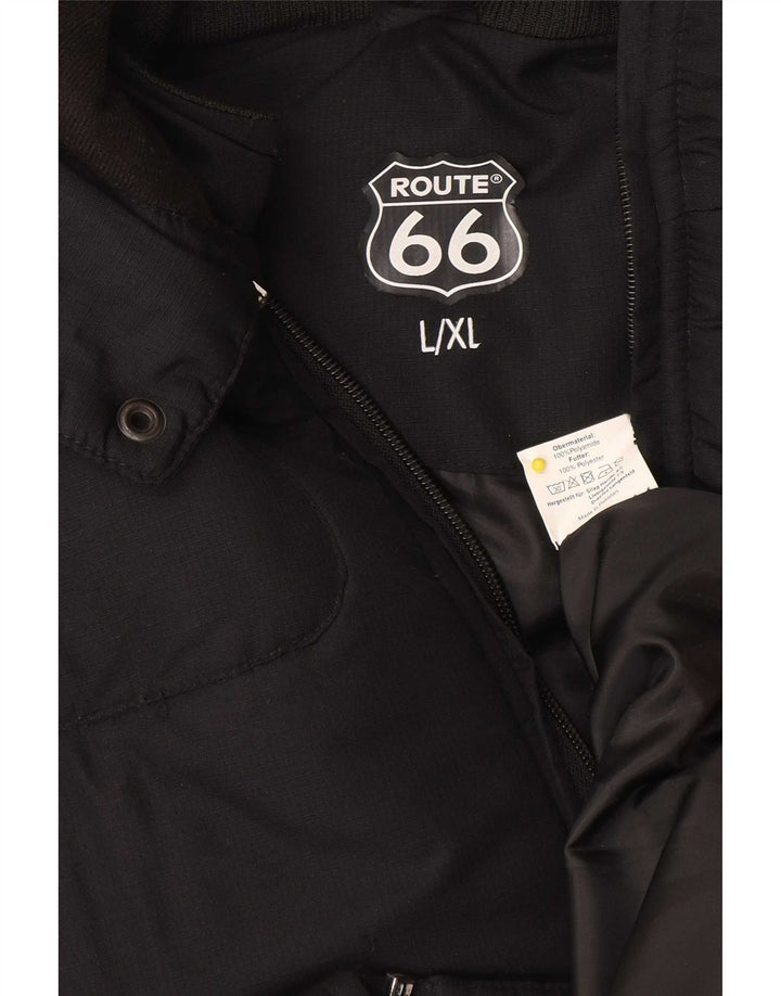 Jaqueta masculina acolchoada com capuz Route 66 UK 40 grande poliamida preta