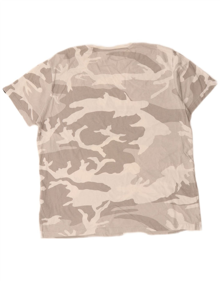 Camiseta gráfica masculina Alpha Industries Top algodão camuflado cinza médio