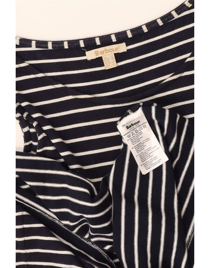 Vestido camiseta feminino sem mangas BARBOUR Reino Unido 12 listrado azul marinho médio