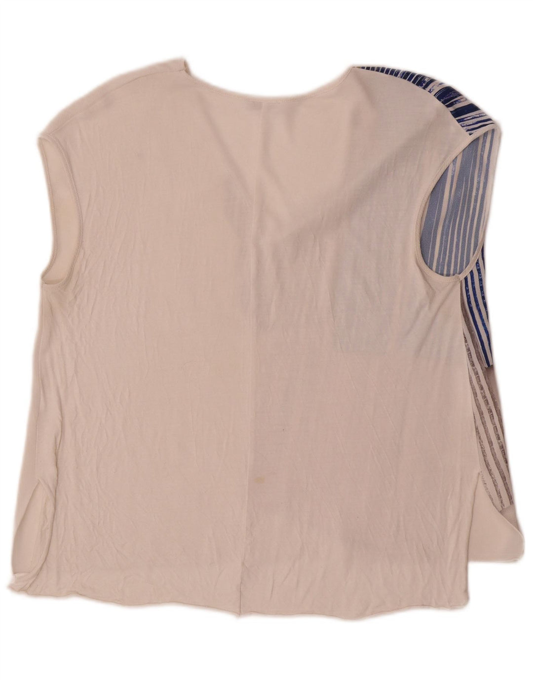 Zara Blusa feminina sem mangas Top UK 14 Medium White Colourblock