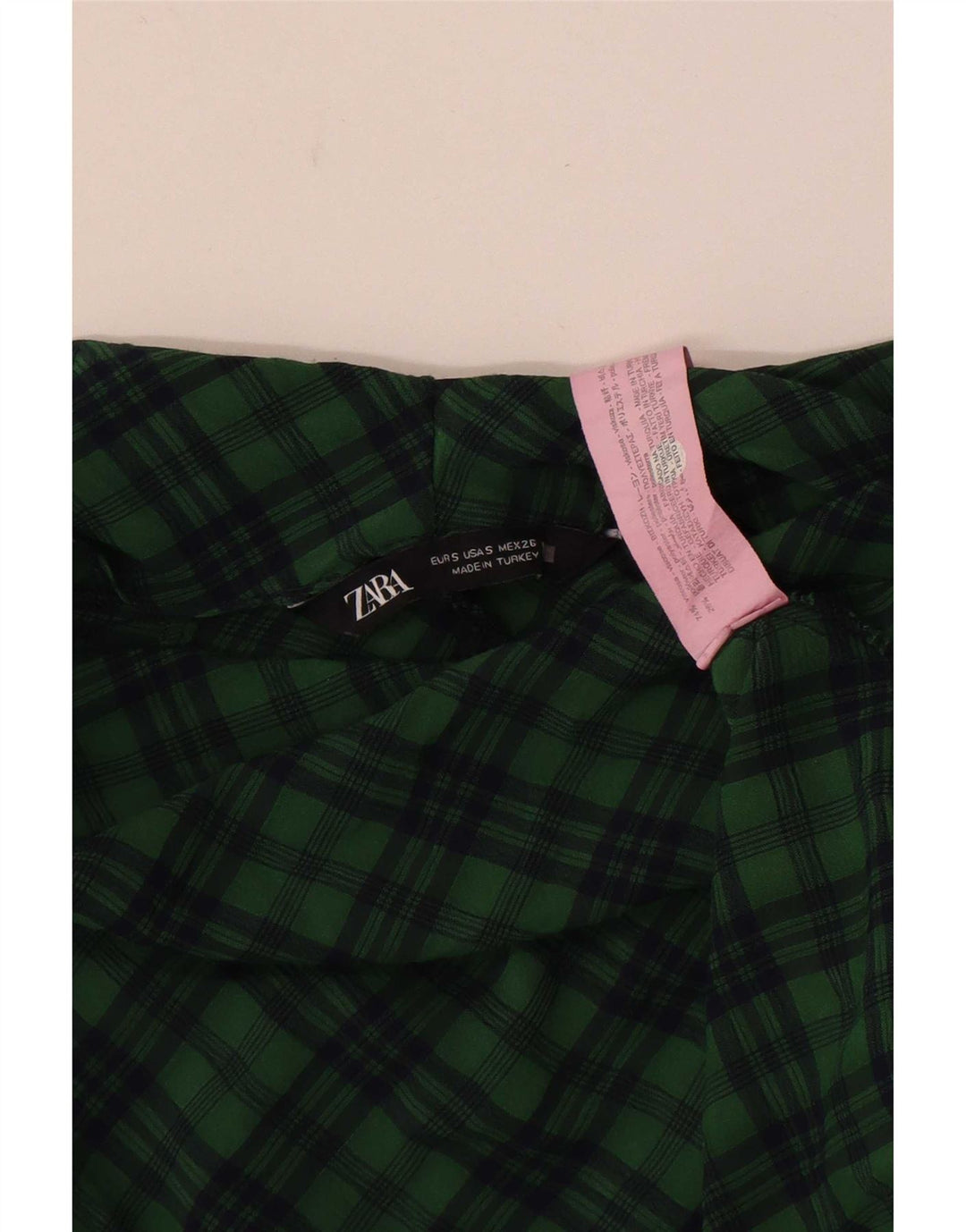 Zara Blusa feminina cropped manga 3/4 oversized Reino Unido 10 pequena xadrez verde
