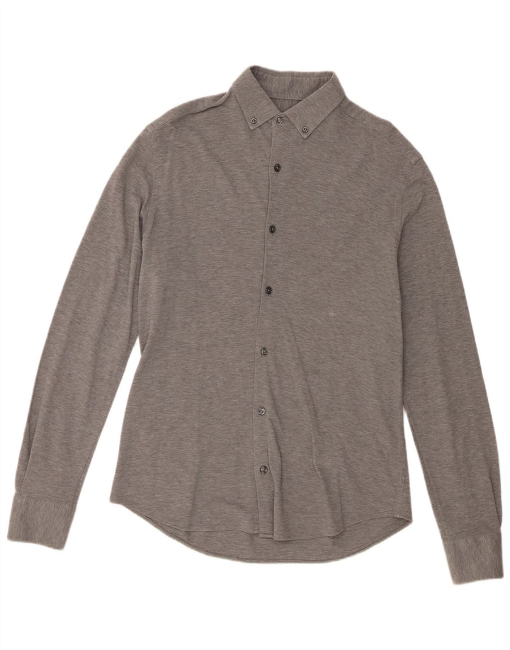 Camisa masculina Massimo Dutti cinza médio manchado