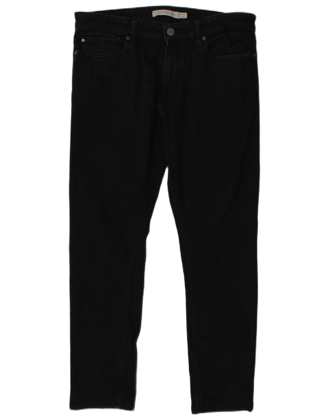 CALVIN KLEIN Mens Jeans Slim W34 L30 Algodão Preto