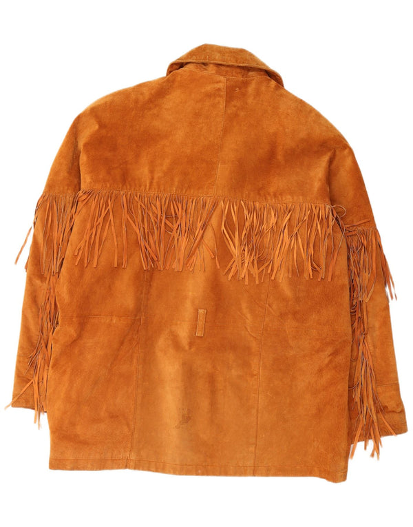 Jaqueta masculina de camurça VINTAGE EU 54 2XL couro marrom