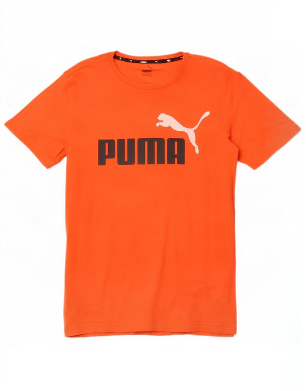 Puma Mens Graphic T-Shirt Top Pequeno Algodão Laranja