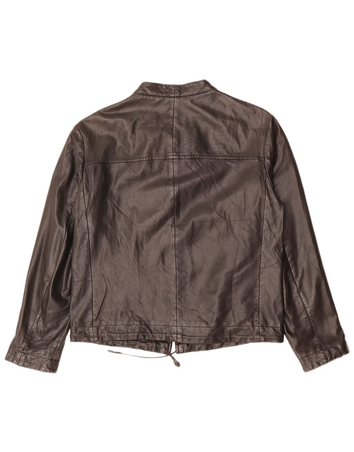 Jaqueta de couro feminina Rene Lezard Reino Unido 10 pequena couro preto