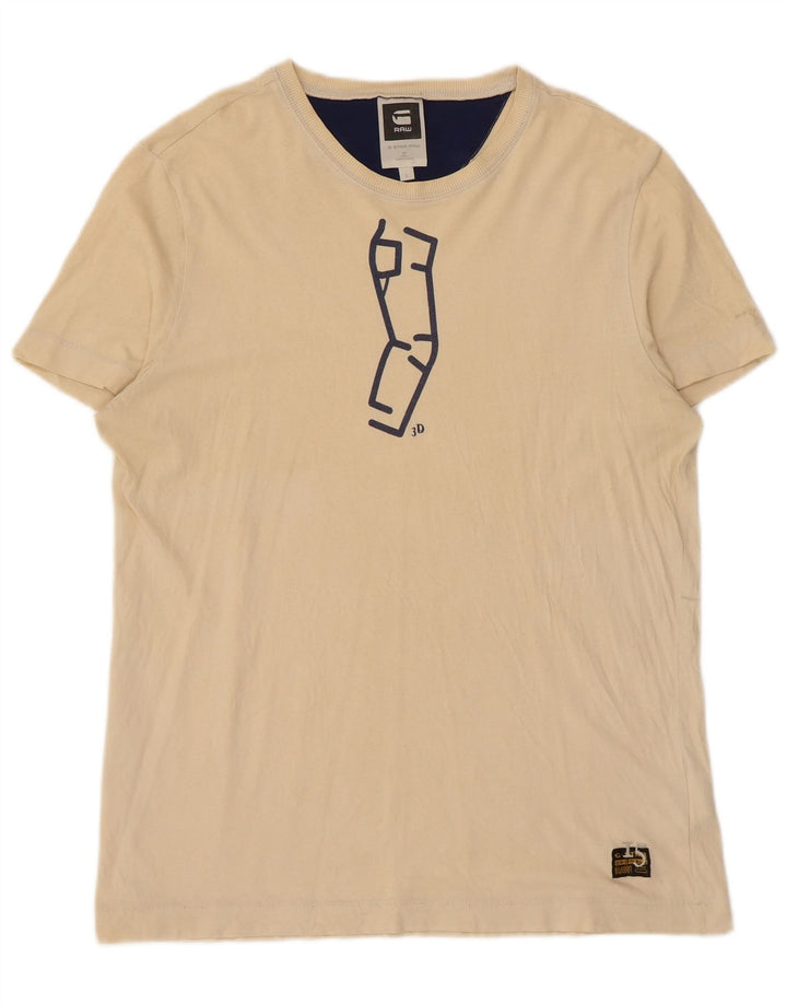 Camiseta gráfica masculina G-Star Top grande de algodão bege