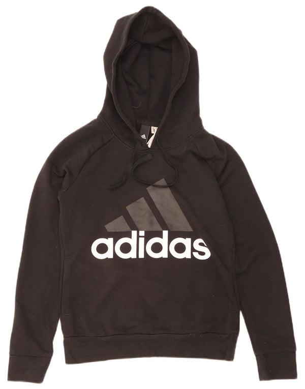 Adidas Womens Graphic Hoodie Jumper UK 4/6 XS Preto Algodão