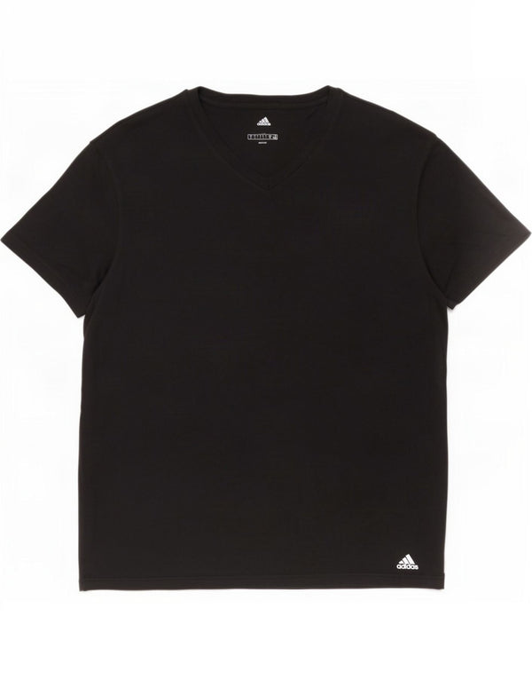 Adidas Mens Camiseta Top Grande Algodão Preto