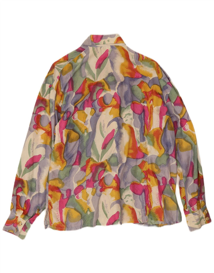 Blusa feminina Egoiste com estampa abstrata Reino Unido 14 grande seda multicolorida