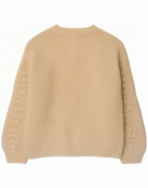 Suéter cardigã feminino vintage UK 14 Médio Off White Novidade