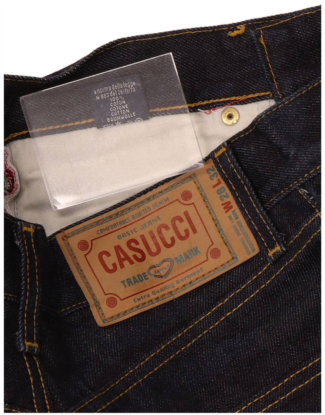 Calça jeans reta masculina CASUCCI cintura alta W28 L32 algodão azul marinho