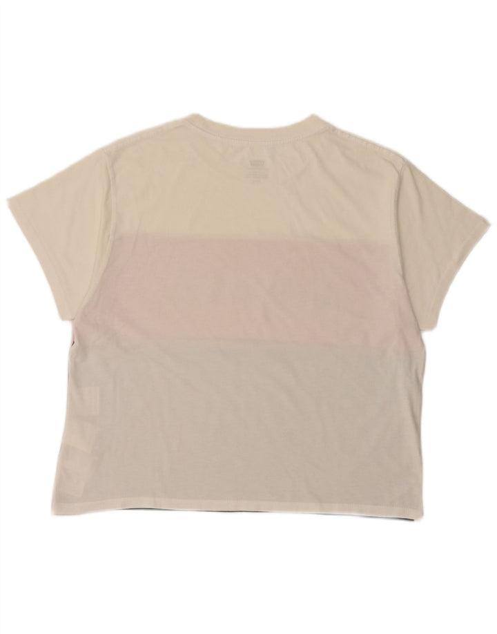 Camiseta feminina com estampa cropped LEVI'S Reino Unido 10 bloco colorido branco pequeno
