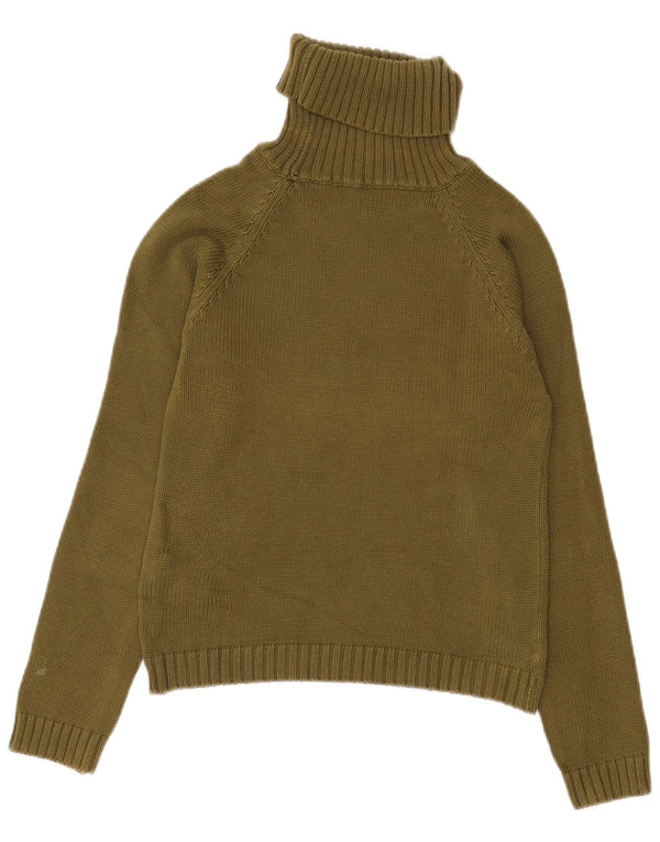 Suéter feminino Zara com gola redonda e algodão cáqui grande UK 14