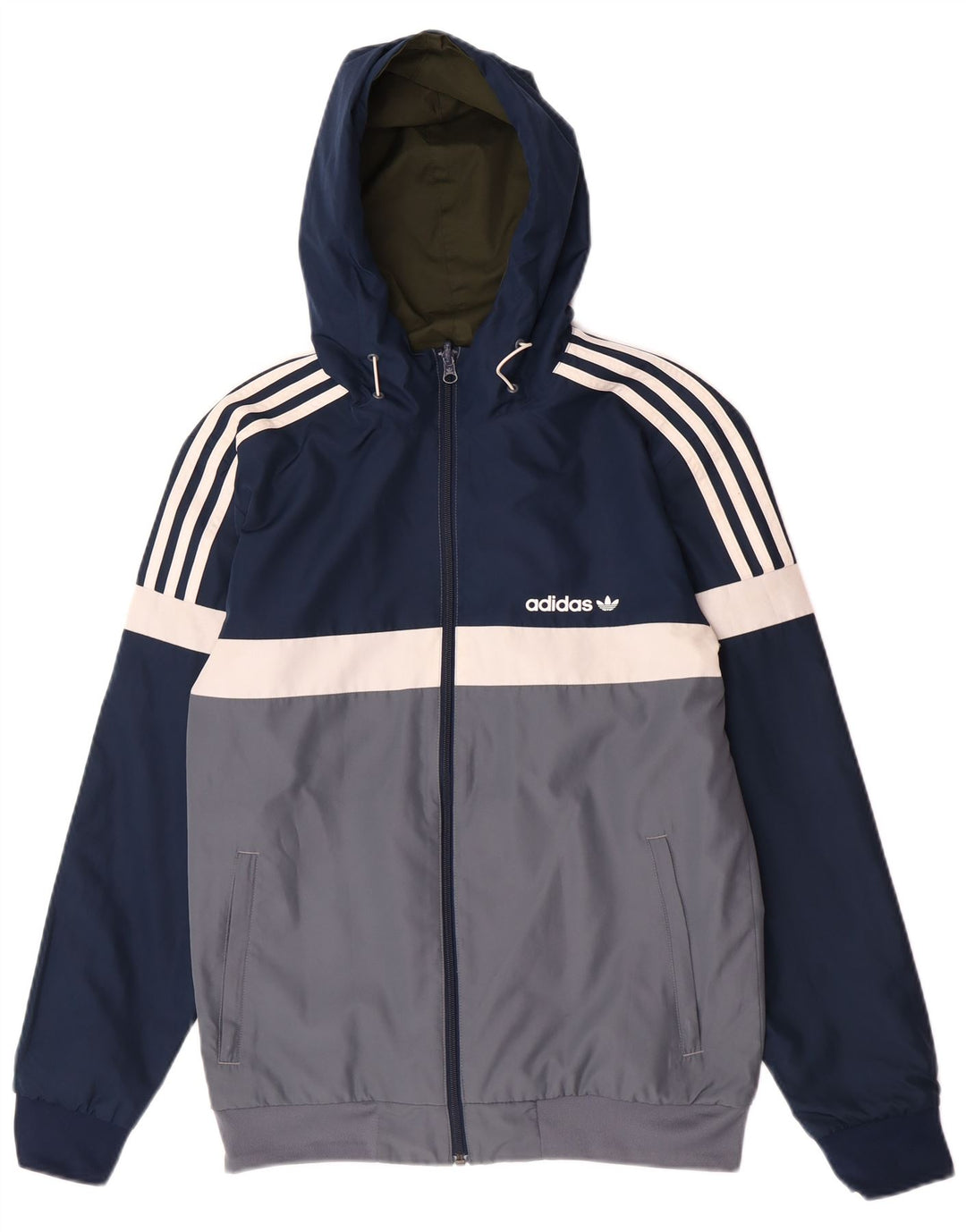Adidas Mens Hooded Bomber Reversible Jacket UK 36 Pequeno Cáqui Poliéster