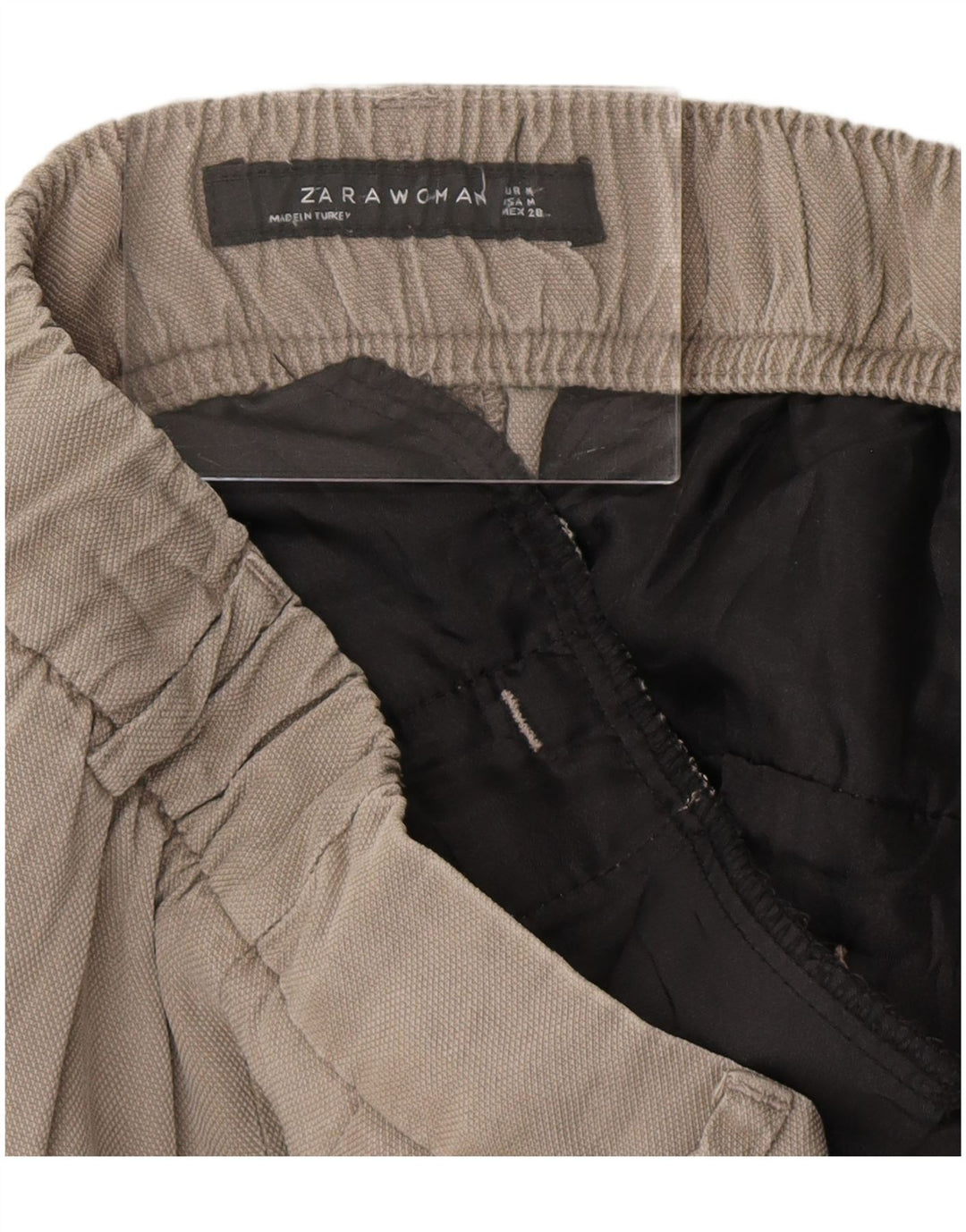 Calça feminina ZARA cortada média W28 L23 bege